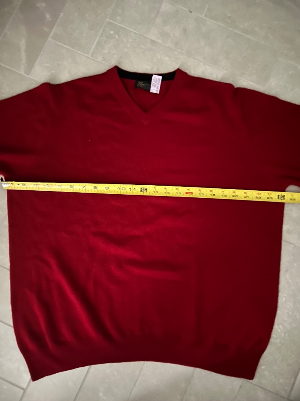 Garret Scott XL men burgundy extra fine merino v-neck sweater EUC long sleeve